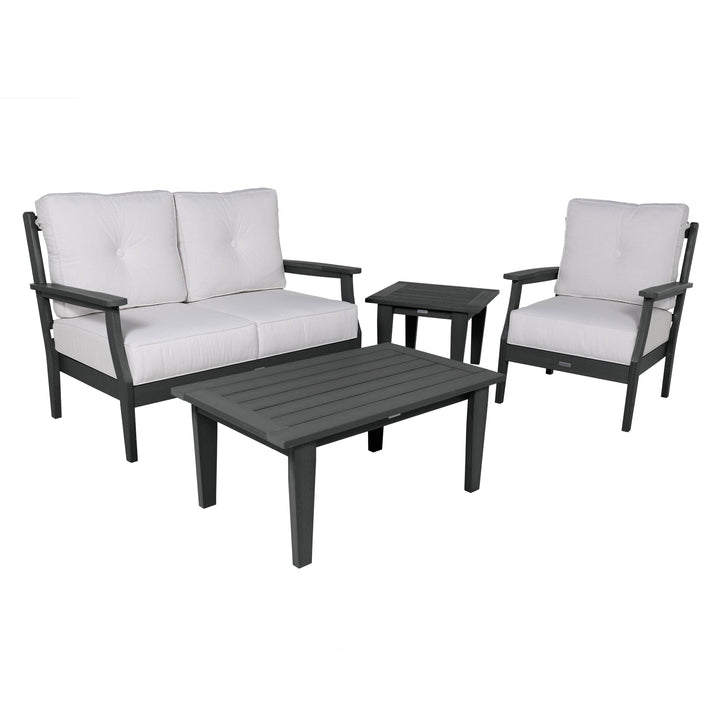 Lehigh Deep Seating 4 Piece Loveseat and Chair Set Deep Seating Highwood USA Bliss Linen Black
