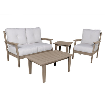 Lehigh Deep Seating 4 Piece Loveseat and Chair Set Deep Seating Highwood USA Bliss Linen Woodland Brown