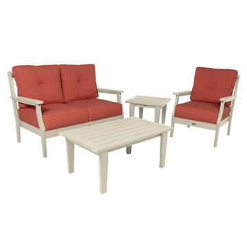 Lehigh Deep Seating 4 Piece Loveseat and Chair Set Deep Seating Highwood USA Canvas Persimmon Whitewash
