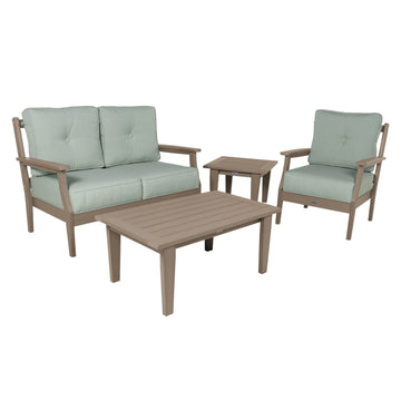 Lehigh Deep Seating 4 Piece Loveseat and Chair Set Deep Seating Highwood USA Canvas Seasalt Woodland Brown