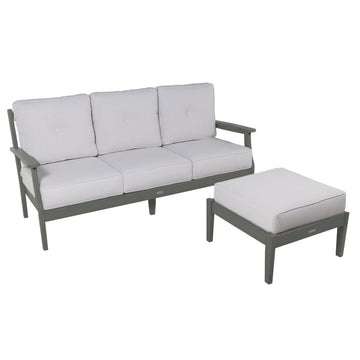 Lehigh Deep Seating 2 Piece Couch and Ottoman Set Deep Seating Highwood USA Bliss Linen Coastal Teak