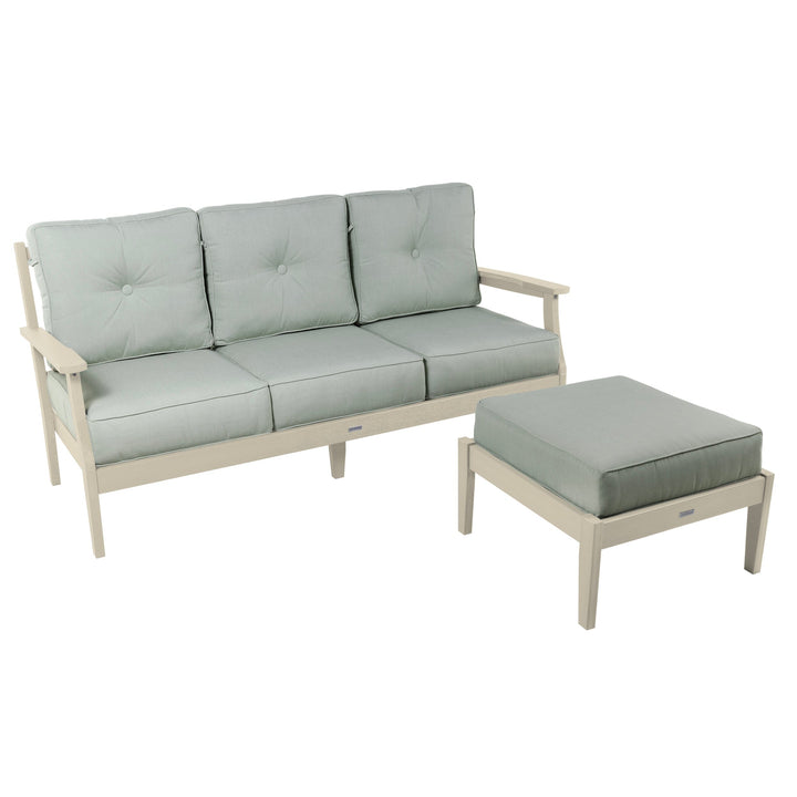 Lehigh Deep Seating 2 Piece Couch and Ottoman Set Deep Seating Highwood USA Canvas Seasalt Whitewash
