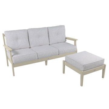 Lehigh Deep Seating 2 Piece Couch and Ottoman Set Deep Seating Highwood USA Lively Parchment Whitewash