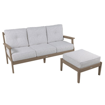 Lehigh Deep Seating 2 Piece Couch and Ottoman Set Deep Seating Highwood USA Lively Parchment Woodland Brown