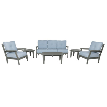 Lehigh Deep Seating 6 Piece Conversation Set Deep Seating Highwood USA Bliss Dew Coastal Teak