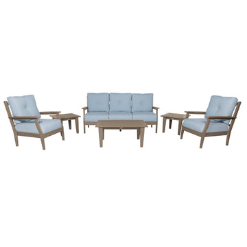 Lehigh Deep Seating 6 Piece Conversation Set Deep Seating Highwood USA Bliss Dew Woodland Brown