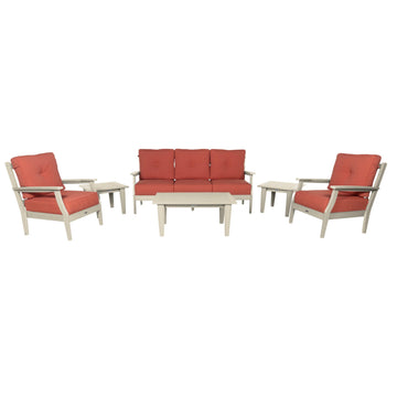 Lehigh Deep Seating 6 Piece Conversation Set Deep Seating Highwood USA Canvas Persimmon Whitewash