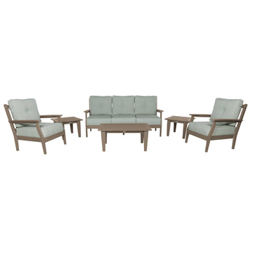 Lehigh Deep Seating 6 Piece Conversation Set Deep Seating Highwood USA Canvas Seasalt Woodland Brown