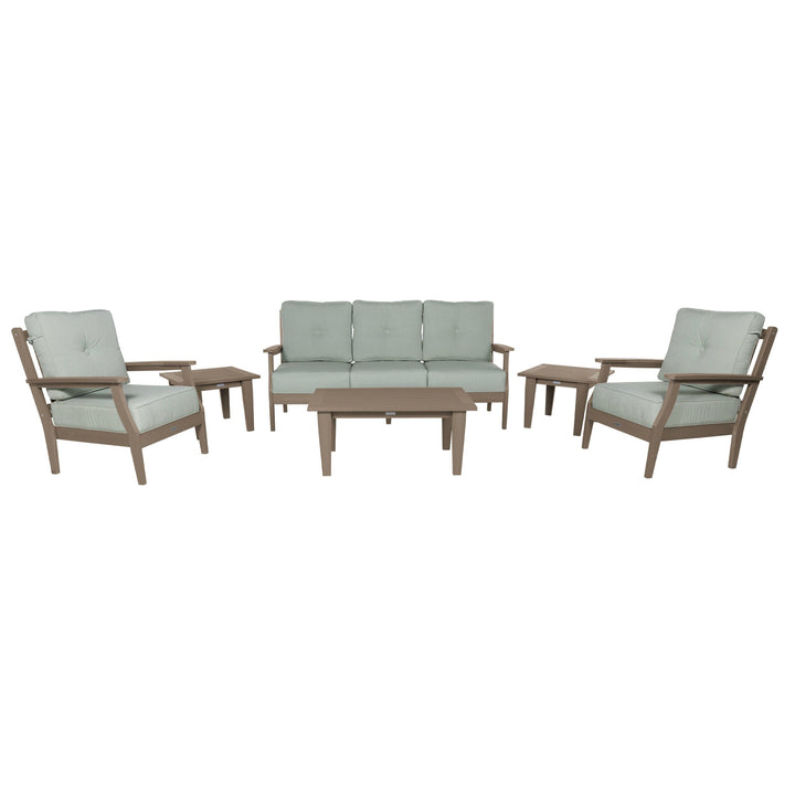 Lehigh Deep Seating 6 Piece Conversation Set Deep Seating Highwood USA Canvas Seasalt Woodland Brown