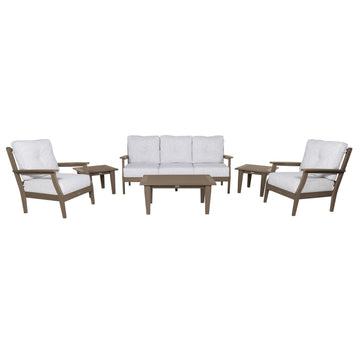 Lehigh Deep Seating 6 Piece Conversation Set Deep Seating Highwood USA Lively Parchment Woodland Brown