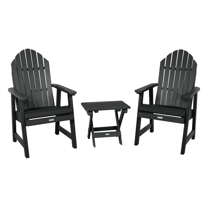 2 Hamilton Deck Chairs with Folding Side Table Kitted Sets Highwood USA Black
