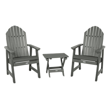 2 Hamilton Deck Chairs with Folding Side Table Kitted Sets Highwood USA Coastal Teak