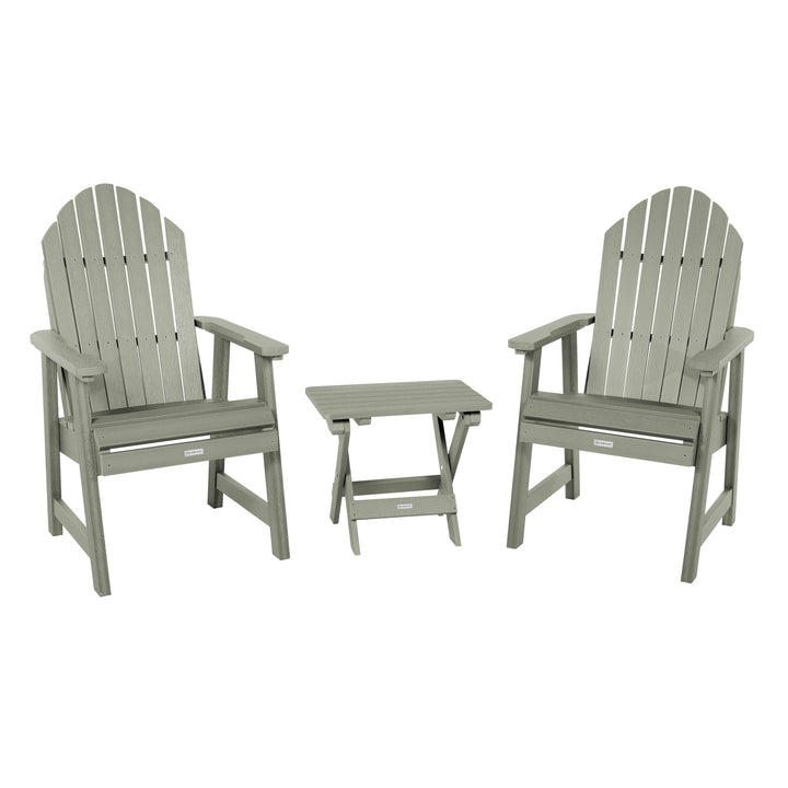 2 Hamilton Deck Chairs with Folding Side Table Kitted Sets Highwood USA Eucalyptus