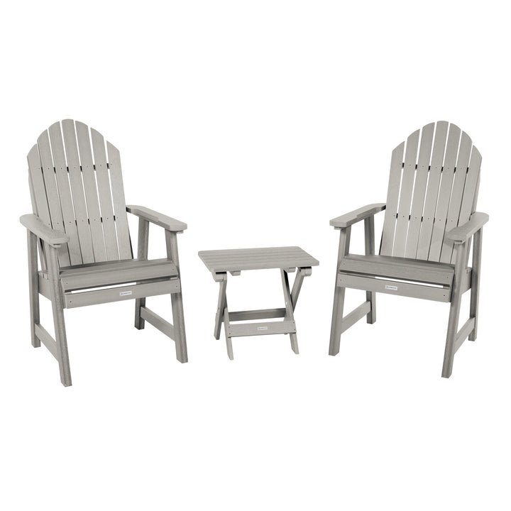 2 Hamilton Deck Chairs with Folding Side Table Kitted Sets Highwood USA Harbor Gray