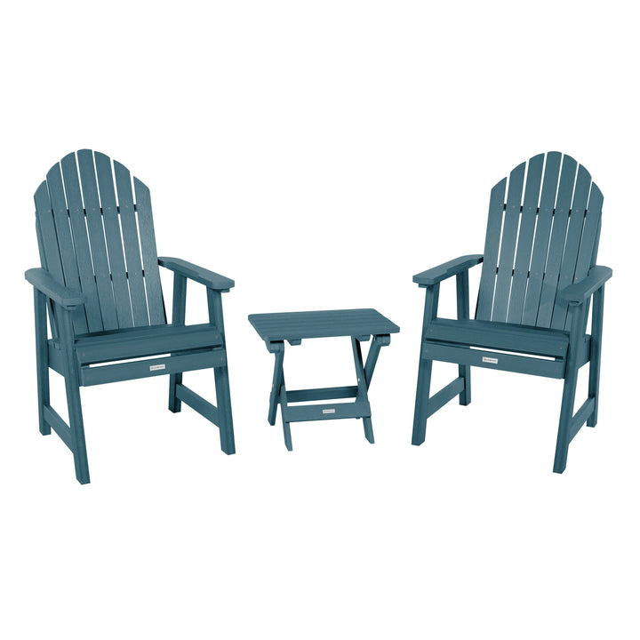 2 Hamilton Deck Chairs with Folding Side Table Kitted Sets Highwood USA Nantucket Blue