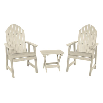 2 Hamilton Deck Chairs with Folding Side Table Kitted Sets Highwood USA Whitewash