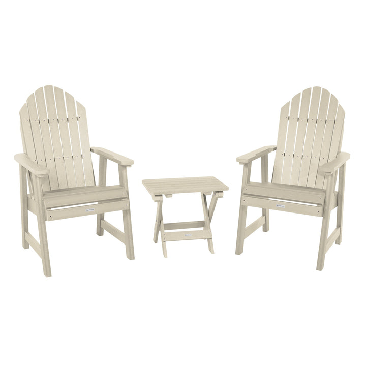 2 Hamilton Deck Chairs with Folding Side Table Kitted Sets Highwood USA Whitewash