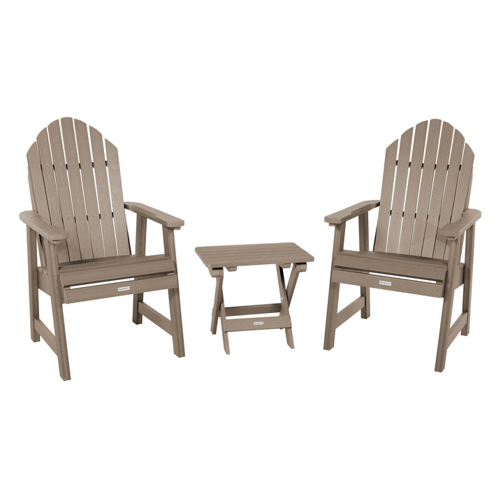 2 Hamilton Deck Chairs with Folding Side Table Kitted Sets Highwood USA Woodland Brown