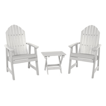 2 Hamilton Deck Chairs with Folding Side Table Kitted Sets Highwood USA White