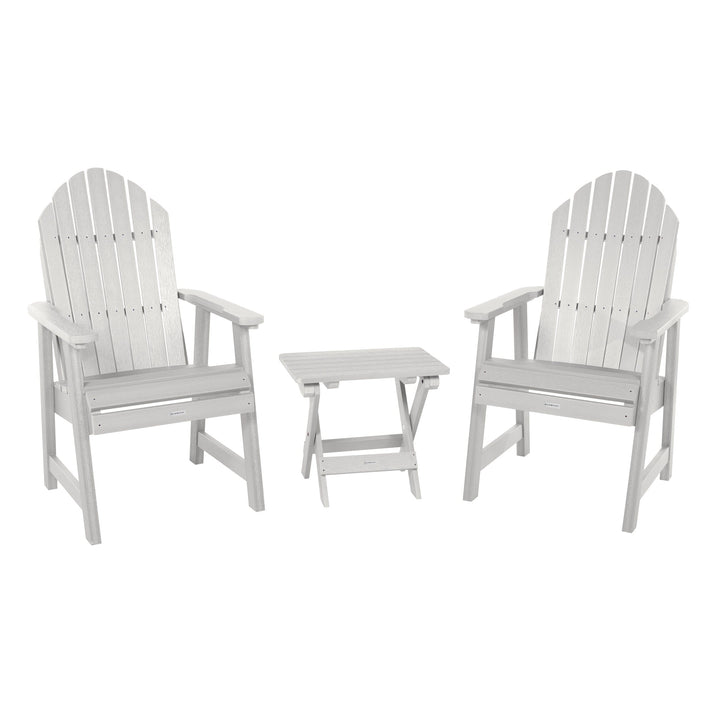 2 Hamilton Deck Chairs with Folding Side Table Kitted Sets Highwood USA White