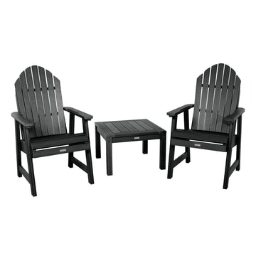 2 Hamilton Deck Chairs with Adirondack Side Table Kitted Sets Highwood USA Black
