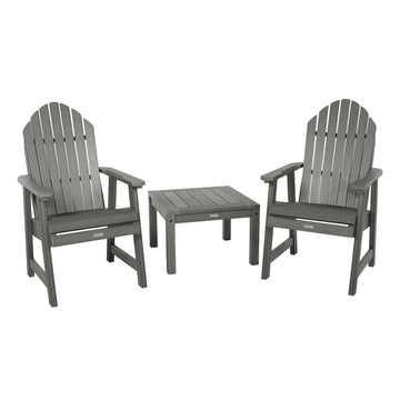 2 Hamilton Deck Chairs with Adirondack Side Table Kitted Sets Highwood USA Coastal Teak