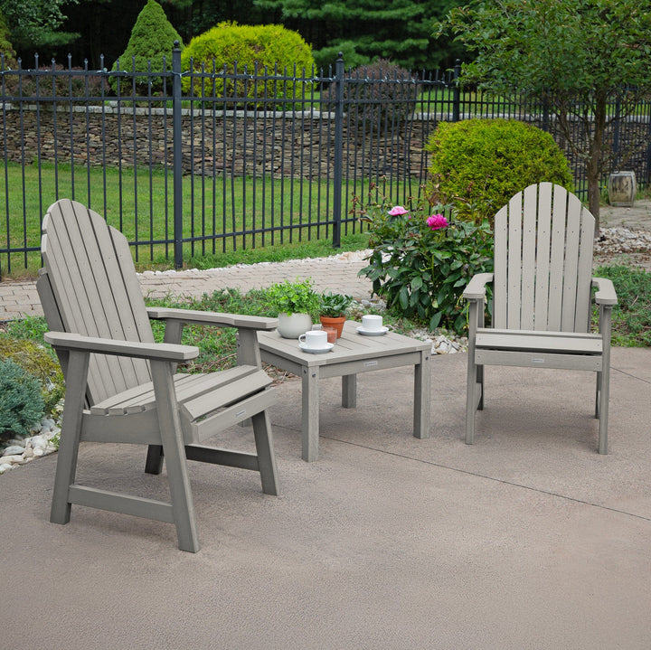 2 Hamilton Deck Chairs with Adirondack Side Table Kitted Sets Highwood USA