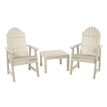 2 Hamilton Deck Chairs with Adirondack Side Table Kitted Sets Highwood USA Whitewash