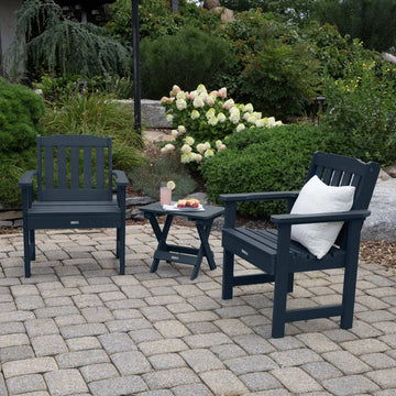 2 Lehigh Garden Chairs with Folding Adirondack Side Table Kitted Sets Highwood USA