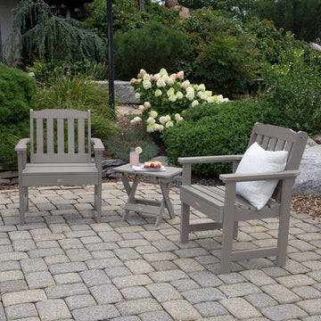 2 Lehigh Garden Chairs with Folding Adirondack Side Table Kitted Sets Highwood USA
