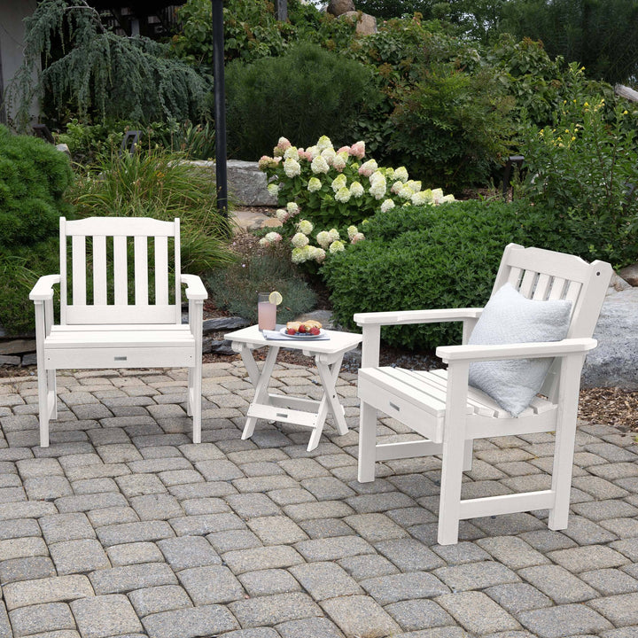 2 Lehigh Garden Chairs with Folding Adirondack Side Table Kitted Sets Highwood USA
