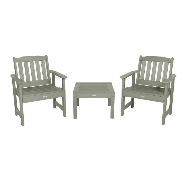 2 Lehigh Garden Chairs with 1 Square Side Table Kitted Sets Highwood USA Eucalyptus