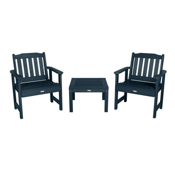 2 Lehigh Garden Chairs with 1 Square Side Table Kitted Sets Highwood USA Federal Blue