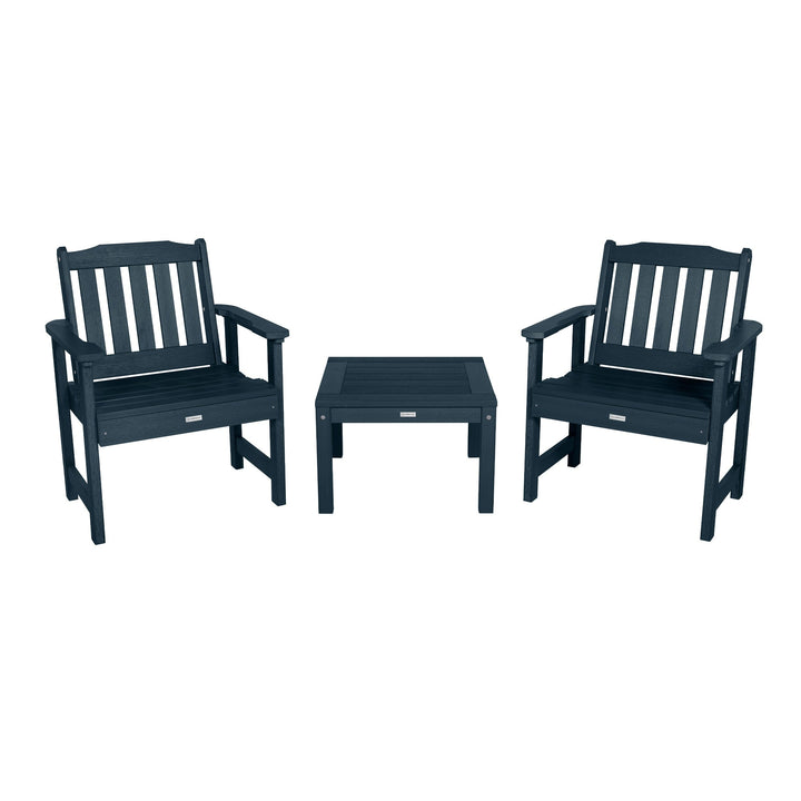 2 Lehigh Garden Chairs with 1 Square Side Table Kitted Sets Highwood USA Federal Blue