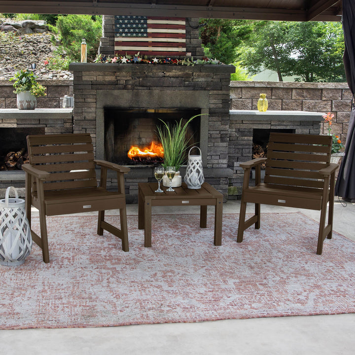 2 Weatherly Garden Chairs with Square Side Table Kitted Sets Highwood USA