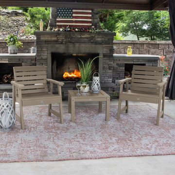 2 Weatherly Garden Chairs with Square Side Table Kitted Sets Highwood USA