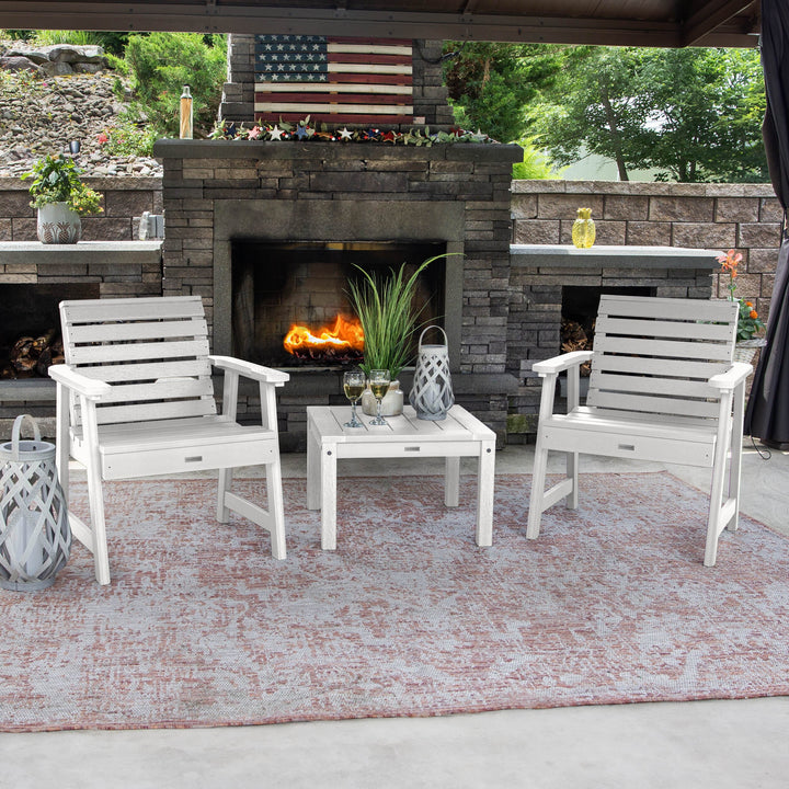 2 Weatherly Garden Chairs with Square Side Table Kitted Sets Highwood USA