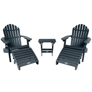 2 Hamilton Adirondack Chairs, 2 Ottomans & Side Table Kitted Sets Highwood USA Federal Blue