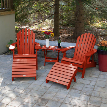 2 Hamilton Adirondack Chairs, 2 Ottomans & Side Table Kitted Sets Highwood USA