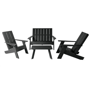 Italica Modern Adirondack Conversation Set Kitted Sets Highwood USA Black