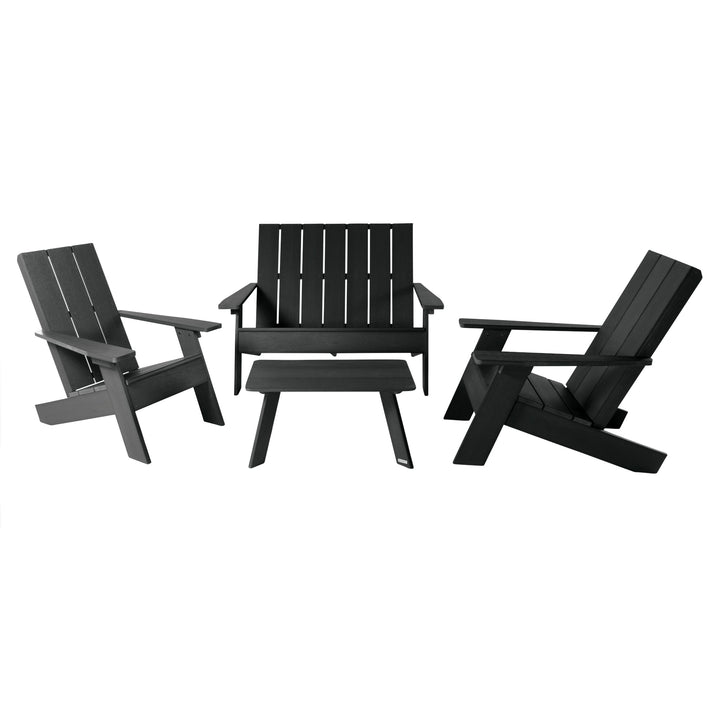 Italica Modern Adirondack Conversation Set Kitted Sets Highwood USA Black