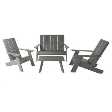 Italica Modern Adirondack Conversation Set Kitted Sets Highwood USA Coastal Teak