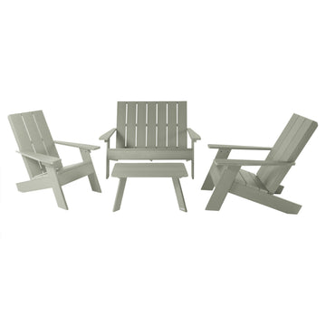 Italica Modern Adirondack Conversation Set Kitted Sets Highwood USA Eucalyptus