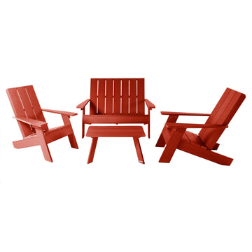 Italica Modern Adirondack Conversation Set Kitted Sets Highwood USA Rustic Red