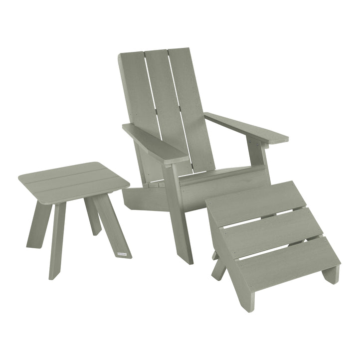 Italica Modern Adirondack Chair, Ottoman, and Side Table Adirondack Chairs Highwood USA Eucalyptus