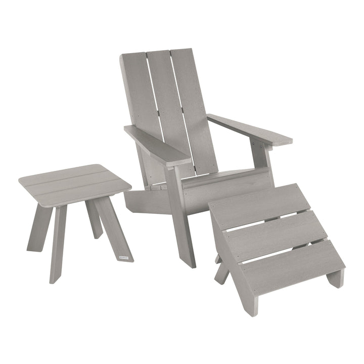 Italica Modern Adirondack Chair, Ottoman, and Side Table Adirondack Chairs Highwood USA Harbor Gray