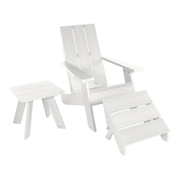 Italica Modern Adirondack Chair, Ottoman, and Side Table Adirondack Chairs Highwood USA White