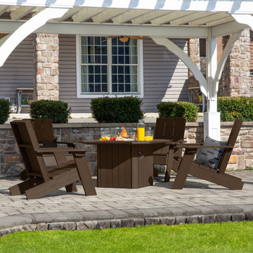Italica Modern Adirondack 5-Piece Conversation Set with Fire Pit Table Kitted Sets Highwood USA