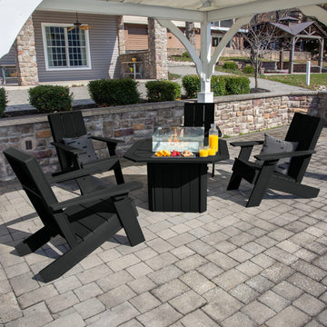 Italica Modern Adirondack 5-Piece Conversation Set with Fire Pit Table Kitted Sets Highwood USA