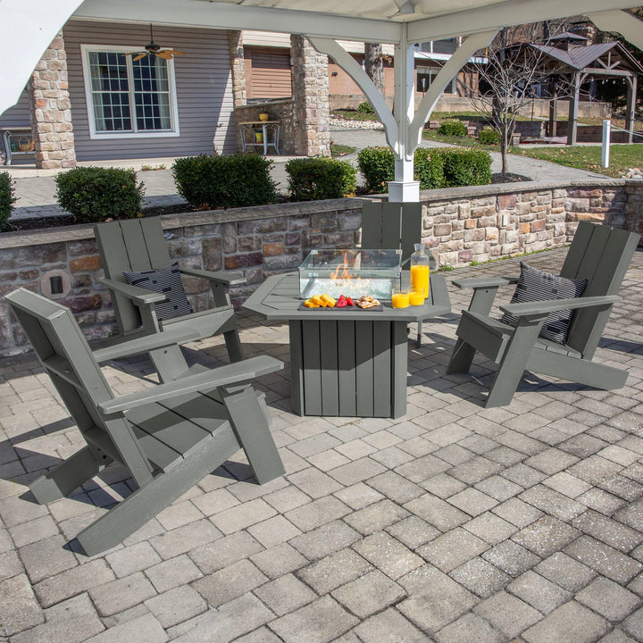 Italica Modern Adirondack 5-Piece Conversation Set with Fire Pit Table Kitted Sets Highwood USA